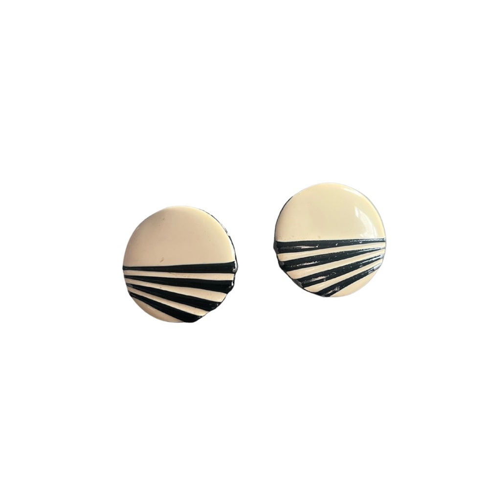 Vintage Button 80s Costume Earrings